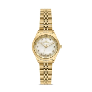 Ferro Sarı Çelik Kordon Kadın Kol Saati FL21741AWT-B4 3ATM Su Geçirmez 2 Yıl Garantili HediyePaketli