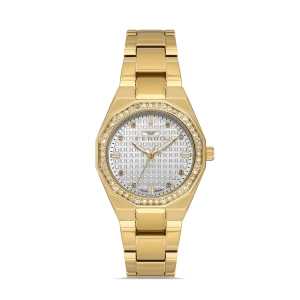 Ferro Sarı Çelik Kordon Kadın Kol Saati FL40134A-B 3ATM Su Geçirmez 2 Yıl Garantili HediyePaketli