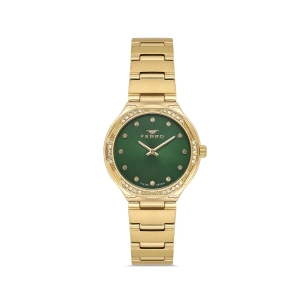 Ferro Sarı Çelik Kordon Kadın Kol Saati FL40140A-B6 3ATM Su Geçirmez 2 Yıl Garantili HediyePaketli