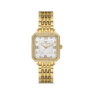 Ferro Sarı Çelik Kordon Kadın Kol Saati FL40142A-B 3ATM Su Geçirmez 2 Yıl Garantili HediyePaketli