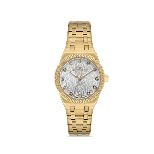 Ferro Sarı Çelik Kordon Kadın Kol Saati FL40146A-B 3ATM Su Geçirmez 2 Yıl Garantili HediyePaketli