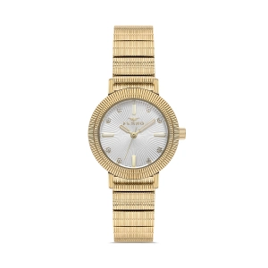 Ferro Sarı Çelik Kordon Kadın Kol Saati FL40149A-B 3ATM Su Geçirmez 2 Yıl Garantili HediyePaketli