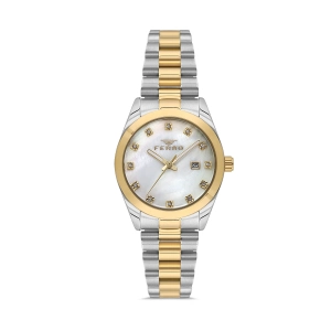 Ferro Sarı/Gümüş Çelik Kordon Kadın Kol Saati FL21570AWT-D 3ATM Su Geçirmez 2 Yıl Garantili