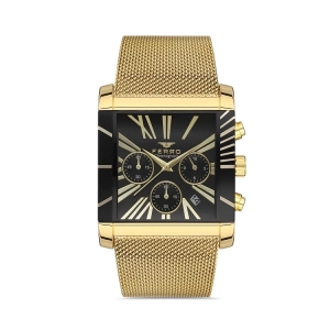 Ferro Sarı Hasır kordon Erkek Kol Saati FM41292C-B2 Tüm Fonksiyonlar Aktif 3 ATM Su Geçirmez