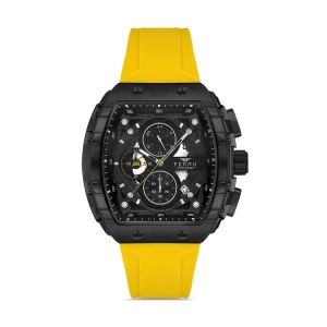 Ferro Sarı Silikon Kordon Erkek Kol Saati FM31346D-ZN Tüm Fonksiyonları Aktif 3 ATM Su Geçirmez