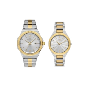 Ferro Sarı ve Gümüş Çelik Kordon Çift Kol Saati F11357A-FL21470A-D