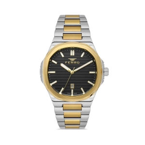 Ferro Sarı ve Gümüş Çelik Kordon Erkek Kol Saati F11514AWT-D2 3ATM Su Geçirmez 2 Yıl Garantili