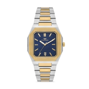 Ferro Sarı ve Gümüş Çelik Kordon Erkek Kol Saati F11653AWT-D4 3ATM Su Geçirmez 2 Yıl Garantili