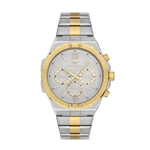 Ferro Sarı ve Gümüş Çelik Kordon Erkek Kol Saati FM11356A-D Fonksiyonları Aktif 3ATM Su Geçirmez