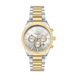 Ferro Sarı ve Gümüş Çelik Kordon Erkek Kol Saati FM31289A-D Fonksiyonları Aktif 3 ATM Su Geçirmez