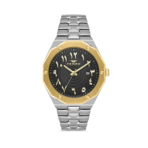 Ferro Sarı ve Gümüş Çelik Kordon Erkek Kol Saati FM43016A-A Tüm Fonksiyonlar Aktif 3 ATM Su Geçirmez