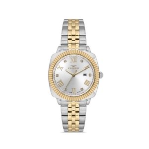 Ferro Sarı ve Gümüş Çelik Kordon Kadın Kol Saati FL21625AWT-D 3ATM Su Geçirmez 2 Yıl Garantili