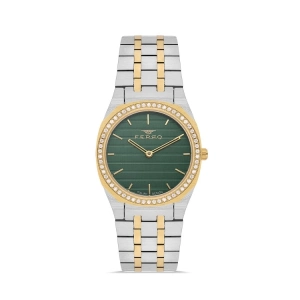 Ferro Sarı ve Gümüş Çelik Kordon Kadın Kol Saati FL43003A-D10 3ATM Su Geçirmez 2 Yıl Garantili