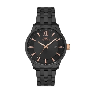 Ferro Siyah Çelik Kordon Erkek Kol Saati F11220A-G 3 ATM Su Geçirmez 2 Yıl Garantili Hediye Paketli