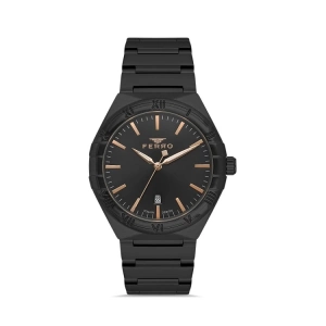 Ferro Siyah Çelik Kordon Erkek Kol Saati F11471A-G 3 ATM Su Geçirmez 2 Yıl Garantili Hediye Paketli