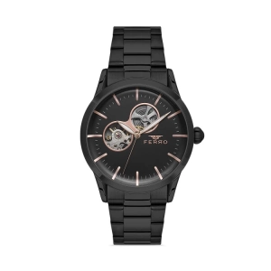Ferro Siyah Çelik Kordon Erkek Kol Saati F31445A-G 3ATM Su Geçirmez 2 Yıl Garantili HediyePaketli