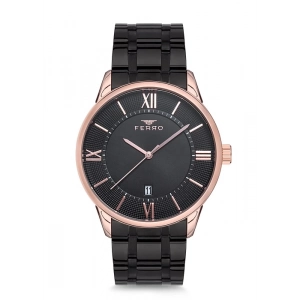 Ferro Siyah Çelik Kordon Erkek Kol Saati F40057A-127-R 3ATM Su Geçirmez 2 Yıl Garantili