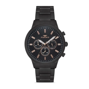 Ferro Siyah Çelik Kordon Erkek Kol Saati FM11145A-G Fonksiyonları Aktif 3ATM SuGeçirmez HediyePaket