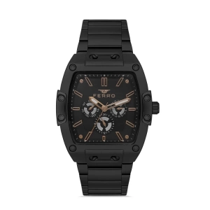 Ferro Siyah Çelik Kordon Erkek Kol Saati FM11437A-G Fonksiyonları Aktif 3ATM Su Geçirmez HediyePaket