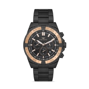 Ferro Siyah Çelik Kordon Erkek Kol Saati FM11541AWT-R Fonksiyonları Aktif 3ATM Su Geçirmez