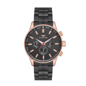 Ferro Black Steel Strap Mens Wristwatch FM31084A-R