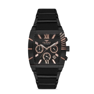 Ferro Black Steel Strap Mens Wristwatch FM31266A-G