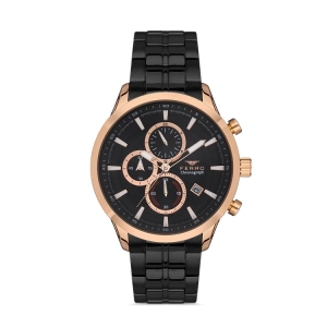 Ferro Siyah Çelik Kordon Erkek Kol Saati FM31277A-R Tüm Fonksiyonları Aktif 3 ATM Su Geçirmez