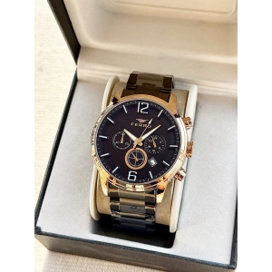 Ferro Siyah Çelik Kordon Erkek Kol Saati FM31916A-R Tüm Fonksiyonlar Aktif 3 ATM Su Geçirmez