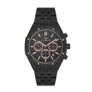 Ferro Black Steel Strap Mens Wristwatch FM40107A-G