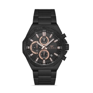 Ferro Siyah Çelik Kordon Erkek Kol Saati FM41110A-G Tüm Fonksiyonlar Aktif 3 ATM Su Geçirmez