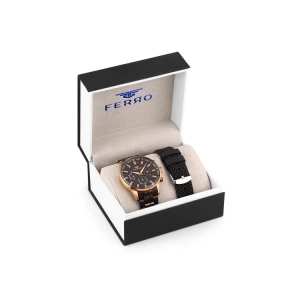 Ferro Siyah Celik ve Silikon Kordon Erkek Kol Saati FM31084DA-R