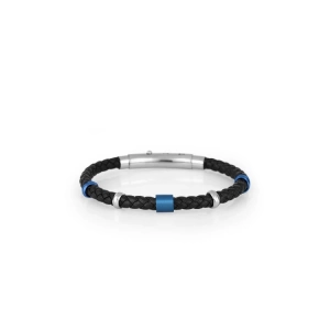 Ferro Black Leather Mens Bracelet FRJ10024B-L