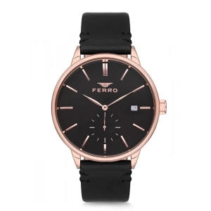 Ferro Siyah Deri Kordon Erkek Kol Saati F1910B-964-R