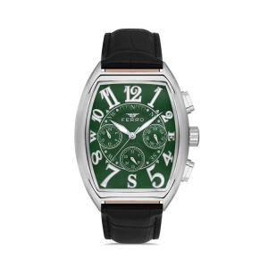 Ferro Siyah Deri Kordon Erkek Kol Saati FM11447B-J10 Fonksiyonları Aktif 3ATM Su Geçirmez