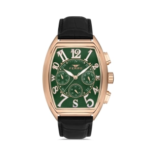 Ferro Siyah Deri Kordon Erkek Kol Saati FM11447B-R10 Fonksiyonları Aktif 3ATM Su Geçirmez