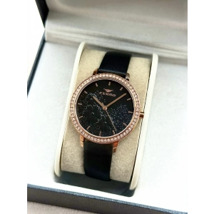 Ferro Siyah Deri Kordon Kadın Kol Saati FL21242B-R 3 ATM Su Geçirmez 2 Yıl Garantili Hediye Paketli