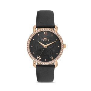 Ferro Siyah Deri Kordon Kadın Kol Saati FL21264B-R 3ATM Su Geçirmez 2 Yıl Garantili Hediye Paketli