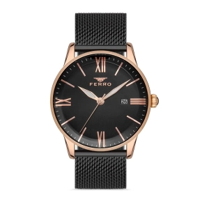 Ferro Siyah Hasır Kordon Erkek Kol Saati F11182C-R