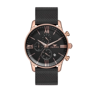 Ferro Siyah Hasır Kordon Erkek Kol Saati FM11188C-R Fonksiyonları Aktif 3ATM SuGeçirmez HediyePaket