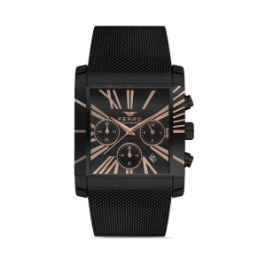 Ferro Siyah Hasır Kordon Erkek Kol Saati FM41292C-G Tüm Fonksiyonlar Aktif 3 ATM Su Geçirmez