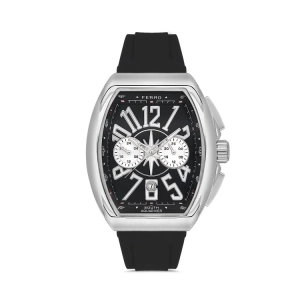 Ferro Siyah Silikon Kordon Erkek Kol Saati FM11444D-J2 Fonksiyonları Aktif 3ATM Su Geçirmez