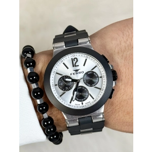 Ferro Siyah Silikon Kordon Erkek Kol Saati FM11539DWT-J2 Fonksiyonları Aktif 3ATM Su Geçirmez