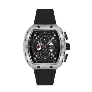 Ferro Siyah Silikon Kordon Erkek Kol Saati FM31346D-J2 Tüm Fonksiyonları Aktif 3 ATM Su Geçirmez