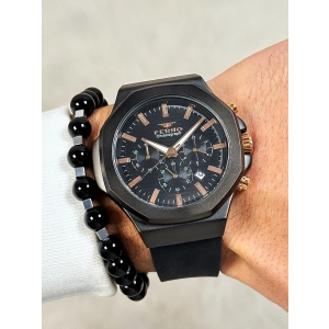 Ferro Siyah Silikon Kordon Erkek Kol Saati FM31348D-G Tüm Fonksiyonları Aktif 3 ATM Su Geçirmez