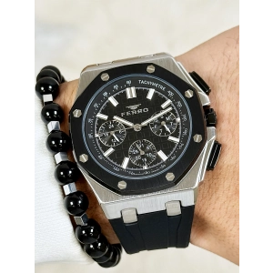 Ferro Siyah Silikon Kordon Erkek Kol Saati FM43001D-J Tüm Fonksiyonlar Aktif 3 ATM Su Geçirmez