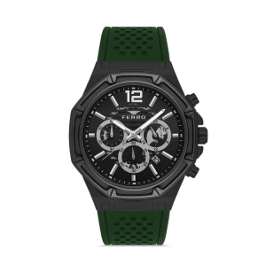Ferro Yeşil Çelik Kordon Erkek Kol Saati FM31398A-ZQ2 Tüm Fonksiyonlar Aktif 3 ATM Su Geçirmez