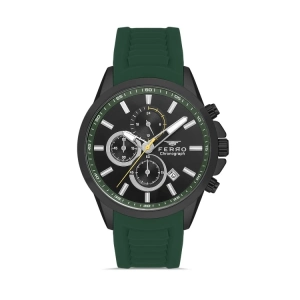Ferro Yeşil Silikon Kordon Erkek Kol Saati FM31359D-ZJ2 Fonksiyonları Aktif 3 ATM Su Geçirmez