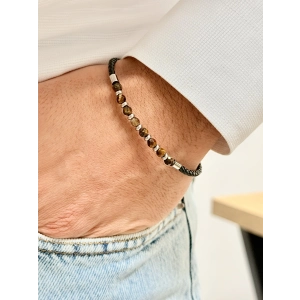 Gümüş ve Kahverengi Deri ve Çelik Erkek Bileklik FRJ10128B-E 2 Yıl Garantili Hediye Paketli