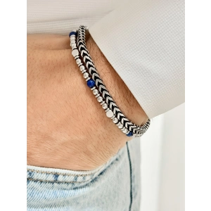 Gümüş ve Lacivert Çelik Erkek Bileklik FRJ10114A-L 2 Yıl Garantili Hediye Paketli