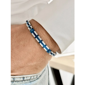 Gümüş ve Lacivert Çelik Erkek Bileklik FRJ10123A-L 2 Yıl Garantili Hediye Paketli